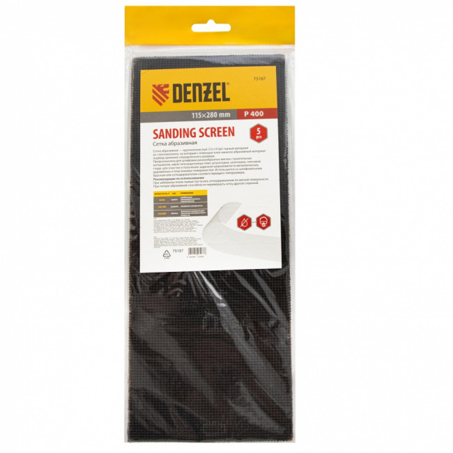 Сетка абразивная, P 400, 115 х 280 мм, 5 шт Denzel Сетка абразивная, P 400, 115 х 280 мм, 5 шт Denzel