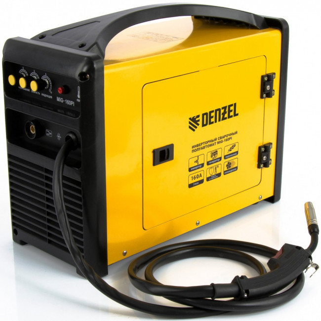 Инверторная сварка, тип Mig/Mag Mig-160PI, 160 А, ПВР 60%, D 0,6-0,8 мм Denzel, ( 94350 )