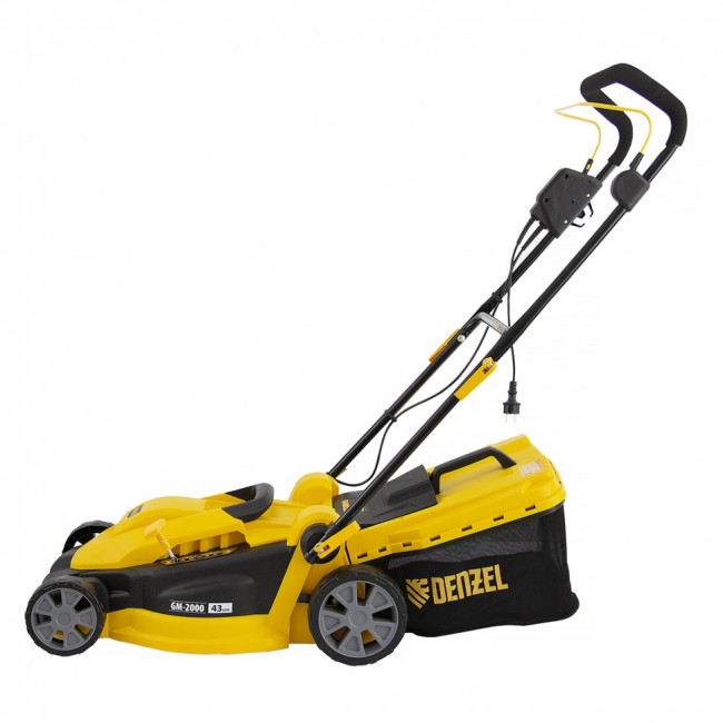 Газонокосилка электрическая GM-2000, 2000 Вт, ширина 43 см, 6 уровней, травосборник 45 л. Denzel Газонокосилка электрическая GM-2000, 2000 Вт, ширина 43 см, 6 уровней, травосборник 45 л. Denzel